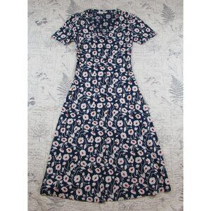 Seasalt Cornwall Lilian cap slv Whimsical Floral Organic Cotton Midi dress US 4